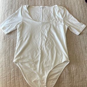Loft white short sleeve body suit